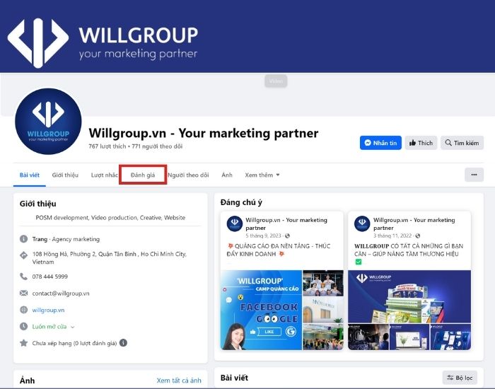 Đánh giá tại fanpage của công ty