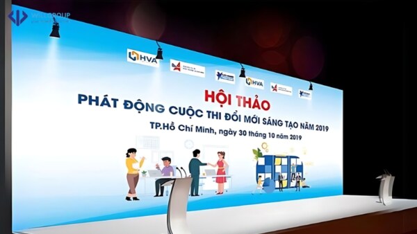 mẫu backdrop Hội thảo "Pháp động cuộc thi đổi mới sáng tạo năm 2019"