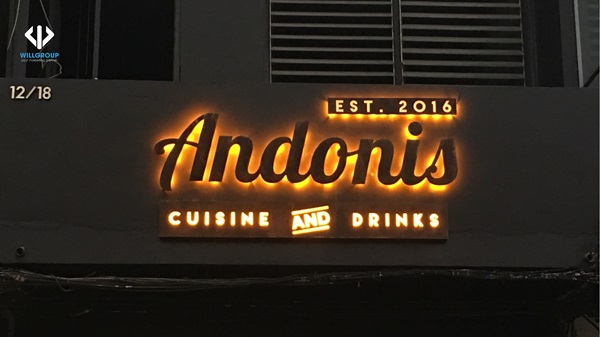 Bảng hiệu alu chữ nổi Andonis