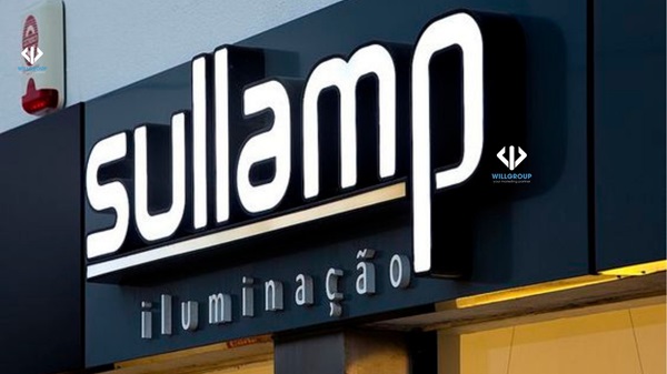 Bảng hiệu alu chữ nổi mica tại cửa hàng Sullamp