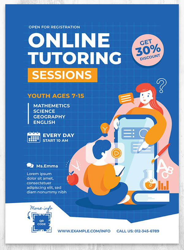 Mẫu template thiết kế tờ rơi giáo dục đẹp