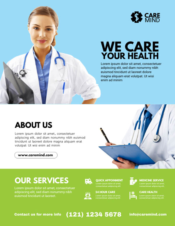 Mẫu template thiết kế tờ rơi medical đẹp