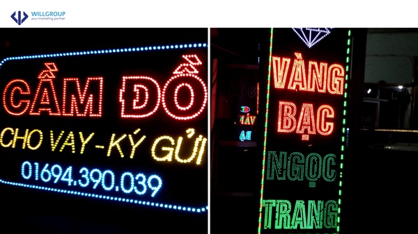 Bảng hiệu đèn LED vẫy ở nhiều cửa hàng