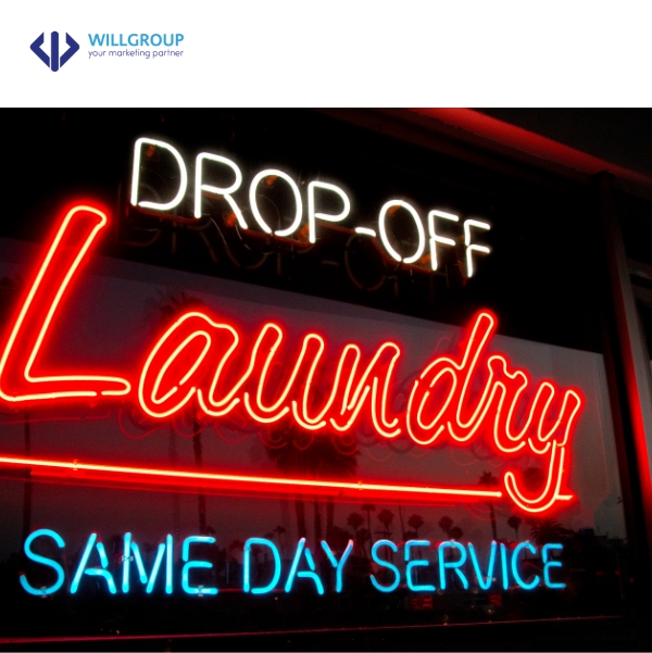 bảng hiệu đèn LED của tiệm giặt sấy