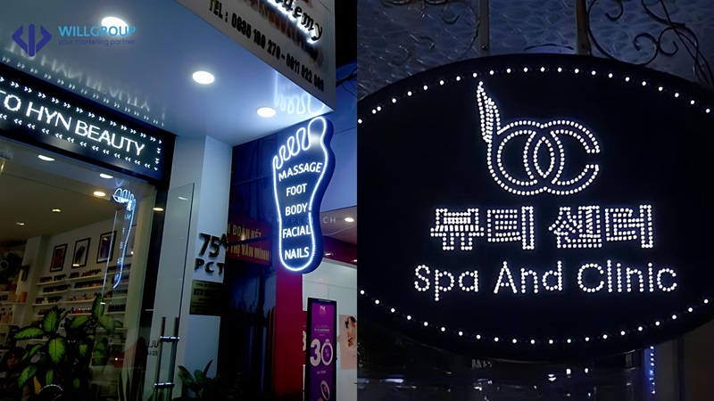 bảng hiệu vẫy ở spa và clinic