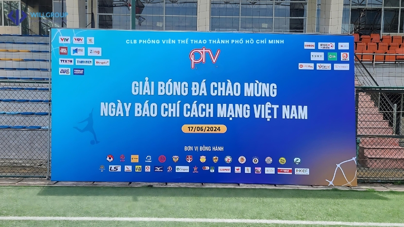 Backdrop cho giải bóng đá chào mừng ngày báo chí cách mạng Việt Nam