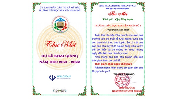 Mẫu thư mời khai giảng trường tiểu học