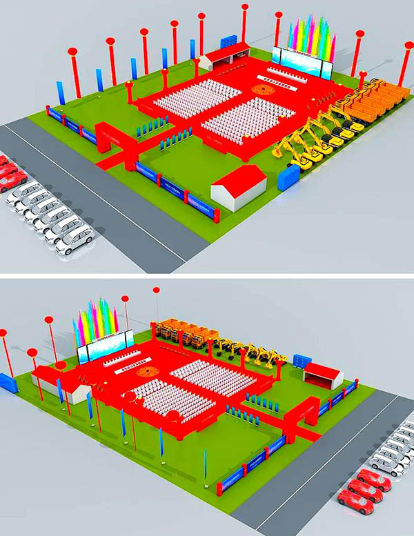 Mô hình 3D dựng tổ chức sự kiện lễ khởi công - động thổ