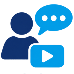 Icon chiến lược video màu xanh dương