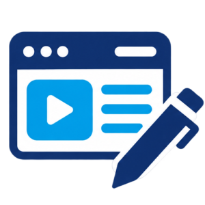 Icon sáng tạo nội dung video màu xanh dương