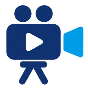 Icon quay video màu xanh dương